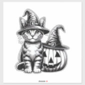 かわいい猫魔女帽子パンプキンハロウィン猫好き少年 シール (シート)