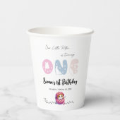 かわいい猫1歳の誕生日パーティー 紙コップ (裏面)