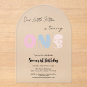 かわいい猫1歳の誕生日 アクリル招待状 (正面)