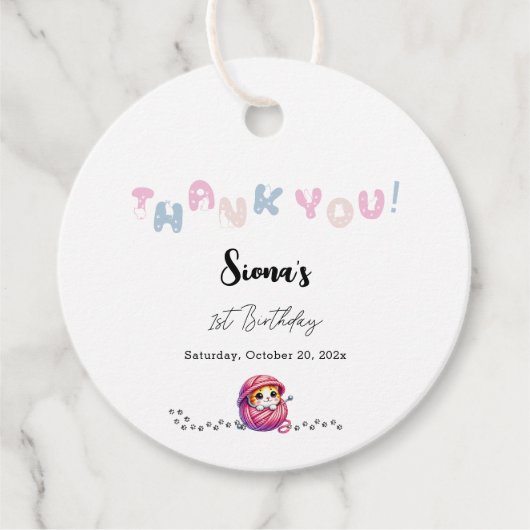 かわいい猫1歳の誕生日 フェイバータグ (正面)