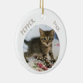 かわいい猫2枚フォトスターパターンクリスマス セラミックオーナメント (右)