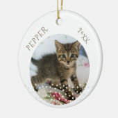 かわいい猫2枚フォトスターパターンクリスマス セラミックオーナメント (左)