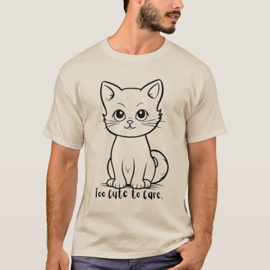かわいい猫 "かわいすぎて気にしない" サンリオ風の子猫 L Tシャツ (正面)