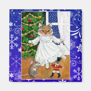 かわいい猫、くるみ割りのバレエ、クリスマス、マウス マグネット