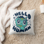 かわいい猫 こんにちは人 クッション (ブランケット)