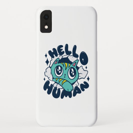 かわいい猫 こんにちは人 Case-Mate iPhoneケース (裏面)