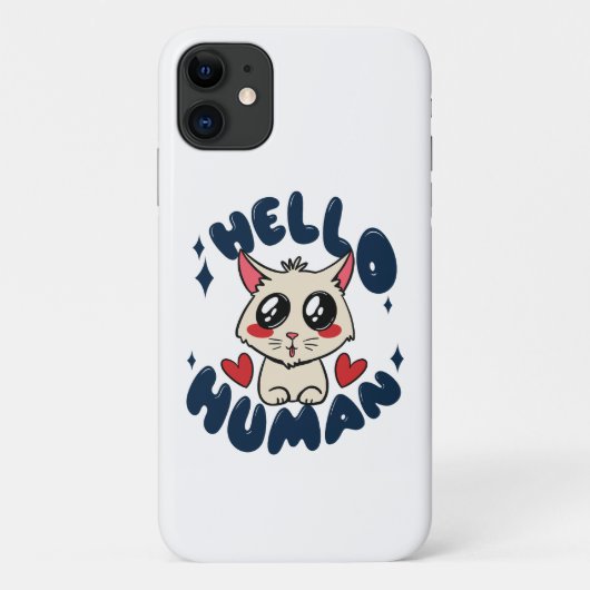 かわいい猫 こんにちは人 Case-Mate iPhoneケース (裏面)