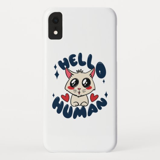 かわいい猫 こんにちは人 Case-Mate iPhoneケース (裏面)