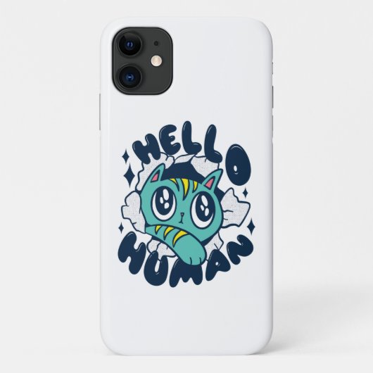 かわいい猫 こんにちは人 Case-Mate iPhoneケース (裏面)