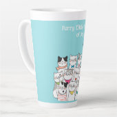 かわいい猫、ふわふわの小さな幸せ カフェラテマグ (左アングル)