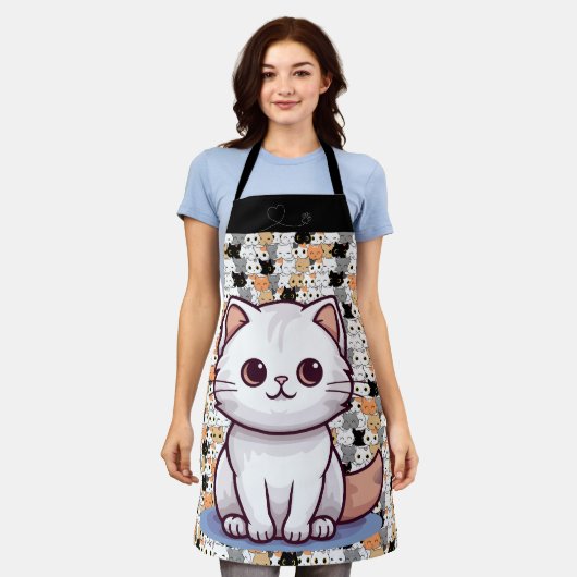 かわいい猫 エプロン (着用した状態)