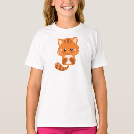 かわいい猫、オレンジ猫、小猫、子猫、子猫 Tシャツ (正面)
