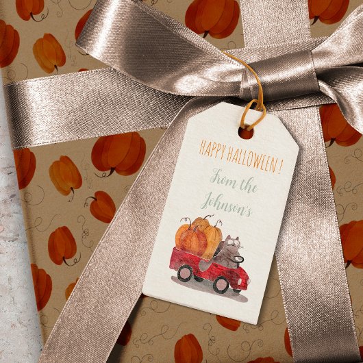 かわいい猫 オレンジ色のカボチャ ハロウィン かわいい猫 ギフトタグ