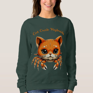 かわいい猫+カニ+生物Tシャツ スウェットシャツ