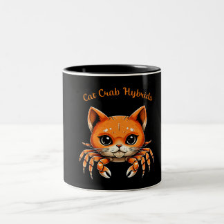 かわいい猫+カニ+生物Tシャツ AnimalT-Shirt ツートーンマグカップ
