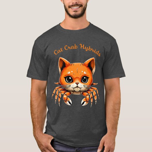 かわいい猫+カニ+生物Tシャツ AnimalT-Shirt Tシャツ (正面)