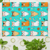かわいい猫 🐱✨ カラフルな猫の毛糸 遊び心 キッチンタオル (折り畳み)