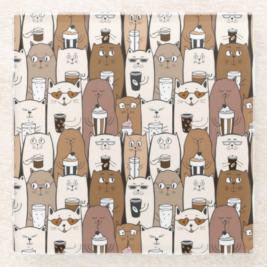 かわいい猫 ガラスコースター (正面)