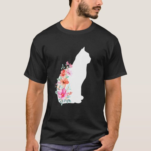 かわいい猫 キティ 子猫 猫 花付き 猫 女性 Tシャツ (正面)