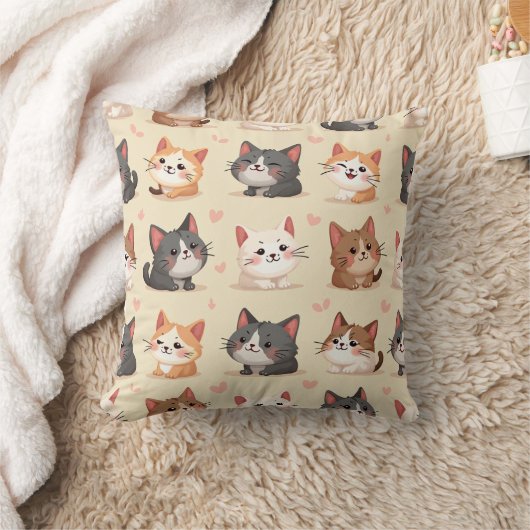 かわいい猫 クッション (ブランケット)