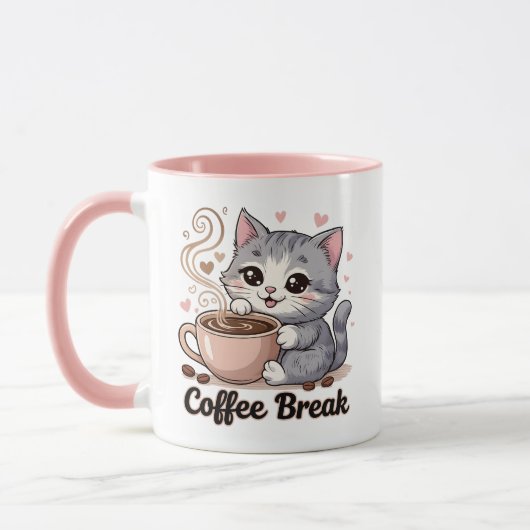 かわいい猫 - コーヒーブレイク - マグカップ (左)