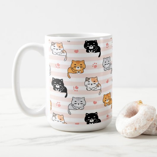 かわいい猫 コーヒーマグカップ (ドーナツ)
