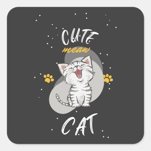 かわいい猫 スクエアシール (正面)