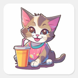 かわいい猫 スクエアシール