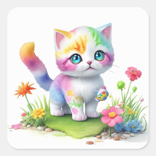 かわいい猫 スクエアシール (正面)