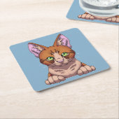 かわいい猫 スクエアペーパーコースター (アングル)