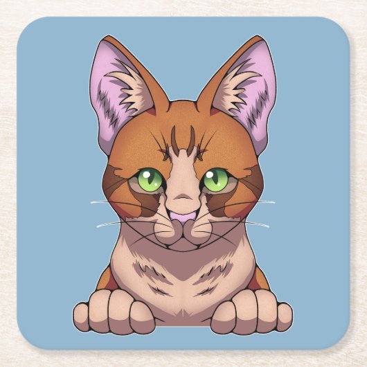 かわいい猫 スクエアペーパーコースター (正面)