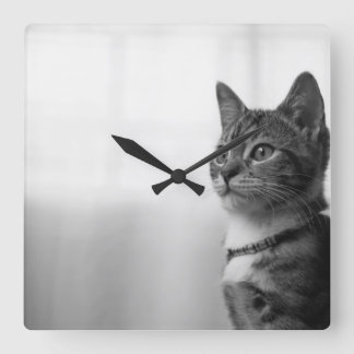 かわいい猫 スクエア壁時計