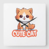 かわいい猫 スクエア壁時計 (正面)