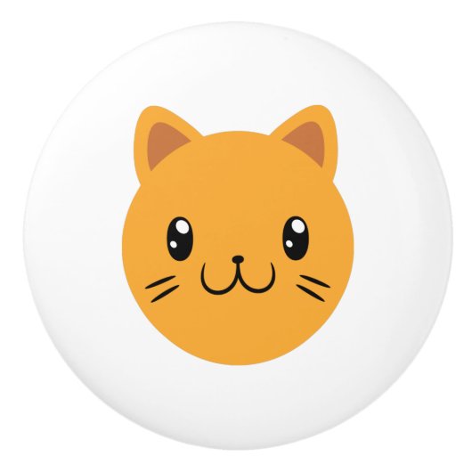 かわいい猫 セラミックノブ (正面)
