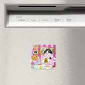 かわいい猫、テディベア、紅茶、カップケーキマグネット マグネット (インサイチュ (食洗機))