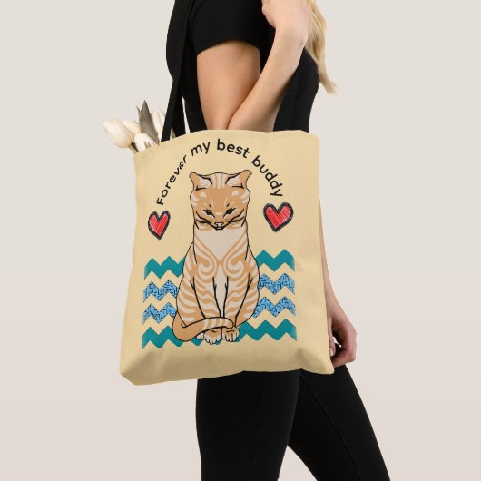 かわいい猫 トートバッグ (クローズアップ)