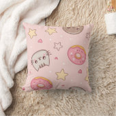 かわいい猫、ドーナツ、星柄 クッション (ブランケット)