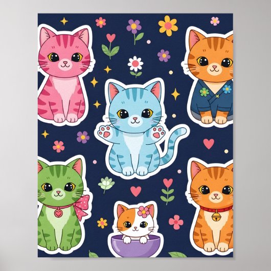 かわいい猫 ネコ 猫好き ギフト ポスター (正面)