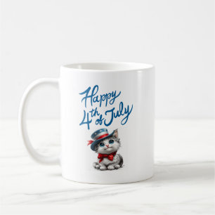かわいい猫 ハッピー アメリカ独立記念日 コーヒーマグ コーヒーマグカップ