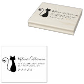 かわいい猫&ハート |名前をカスタムすると差出人住所 ラバースタンプ (押印)