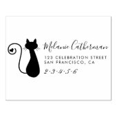 かわいい猫&ハート |名前をカスタムすると差出人住所 ラバースタンプ (インプリント)