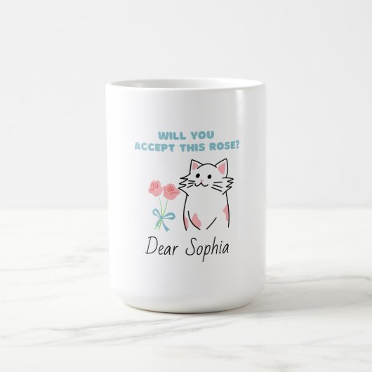 かわいい猫&バラ  コーヒーマグカップ (中央)