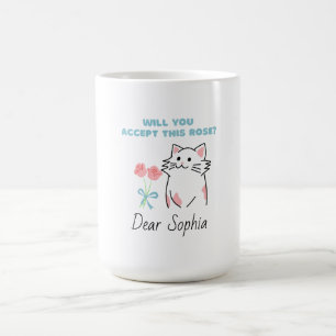 かわいい猫&バラ コーヒーマグカップ