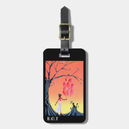 かわいい猫&バレリーナatサンセットツリー ラゲッジタグ