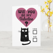 かわいい猫、バレンタインになってくれませんか カード (黄色い花)