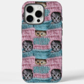 かわいい猫 ピンク ブルー 編み物 ガーリー Case-Mate iPhoneケース (裏面)