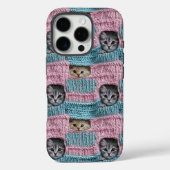 かわいい猫 ピンク ブルー 編み物 フェミニン Case-Mate iPhoneケース (裏面)