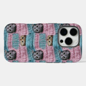 かわいい猫 ピンク ブルー 編み物 フェミニン Case-Mate iPhoneケース (裏面 (横))