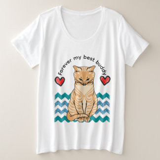 かわいい猫 プラスサイズTシャツ