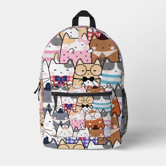 かわいい猫 プリントバックパック (正面)